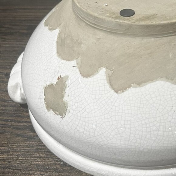 NWT Distressed Farmhouse Style Ivory Bowl With Crackle Glaze - Picture 5 of 8